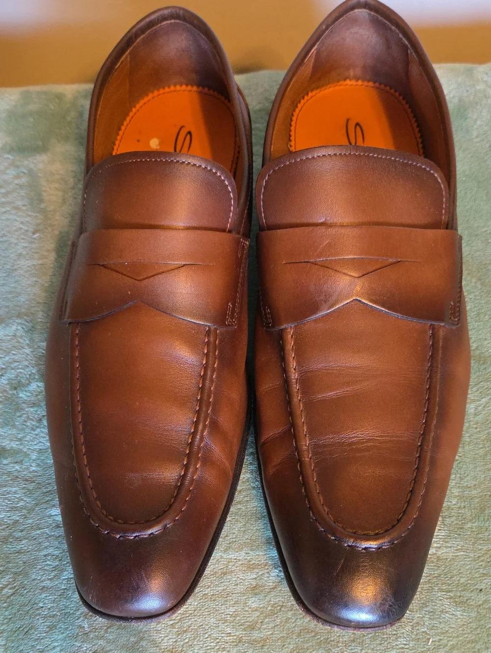 SANTONI Men's Carlo Soft Burnished Leather Penny Loafers